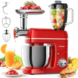 6.5 QT Stand Mixer, 8-Speed, 7-in-1 Kitchen Mixer with Meat Grinder