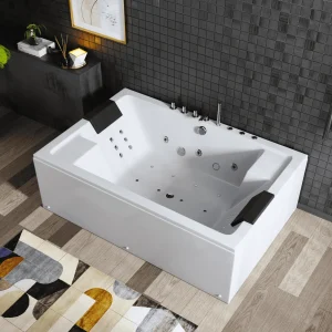 Jetted Whirlpool Bathtub for 2, 71" x 47", Acrylic Bubble Spa Tub with 6 Jets