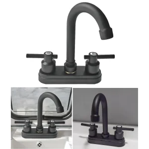 Matte Black Bathroom Faucet with 2 Handles, Fits 2 or 3 Mounting Holes