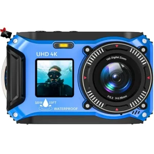 4K Underwater Camera – 64MP, 33FT, Dual-Screen