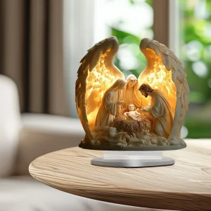 8" Acrylic Jesus Christ Figurine with Angel Wings – Religious Home Decor