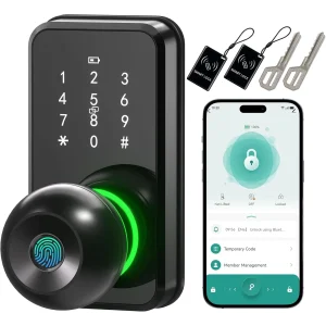 Hansang Smart Door Lock with Keypad and Fingerprint, Keyless Entry Electronic Door Knob for Front Door, Easy to Install
