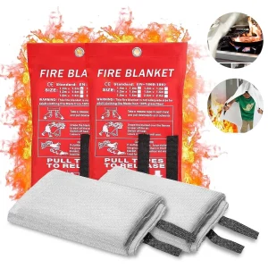 Fire Safety Blankets – 2-Pack, 40"x40", Fiberglass, Fire Retardant