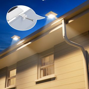 8 Pack Solar Gutter Lights Outdoor Waterproof 12 LED Yard Eaves Lamp Lighting for Bush, Plant, Fence, Railing, Wall, Deck, No Drilling Mount