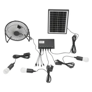 4000mAh Solar Lighting System Kit,12V/500mA 3*LED Lights & Solar Power Panel & Charger & Adapter& FanFor Camping,Tiny Home Emergency, Hurricane