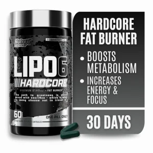 Nutrex Research Lipo-6 Hardcore Weight Loss Supplement, Appetite Suppressant, Diet Pills, Fat Burner Capsules – 60 Count